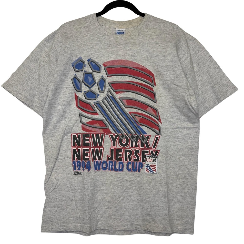 Vintage 1994 World Cup USA Soccer T-Shirt Salem 90s Football Sz L New York